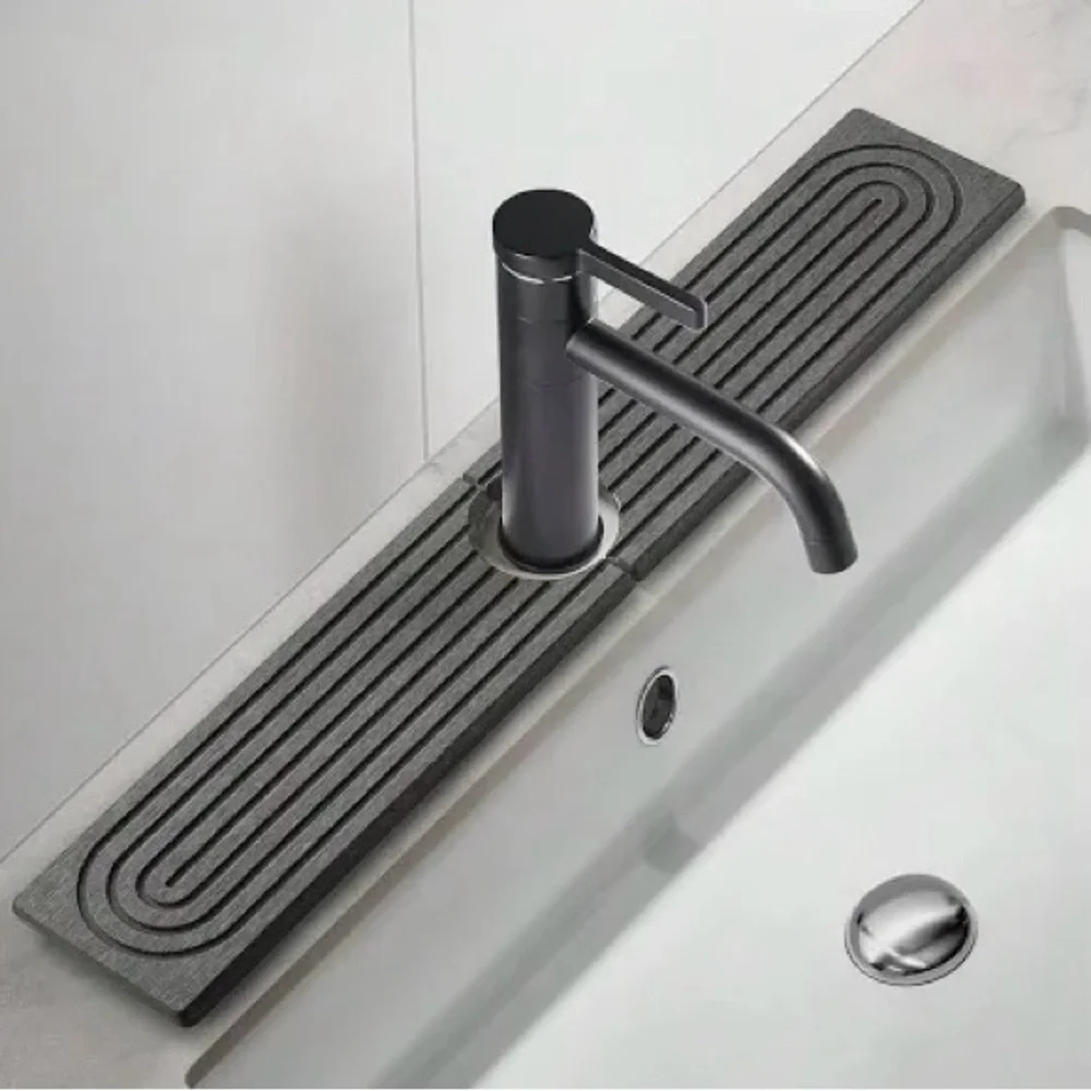 Gray Bath Mat for Sink Area